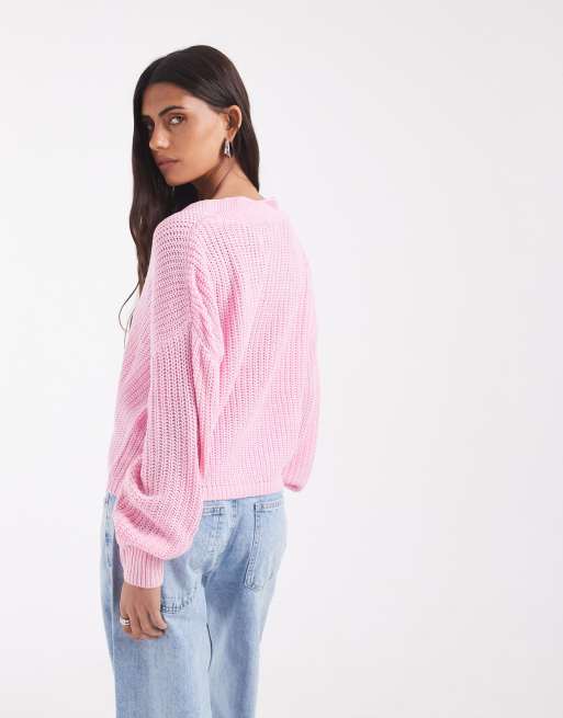 ONLY - Cardigan rosa in maglia, 4 di 4