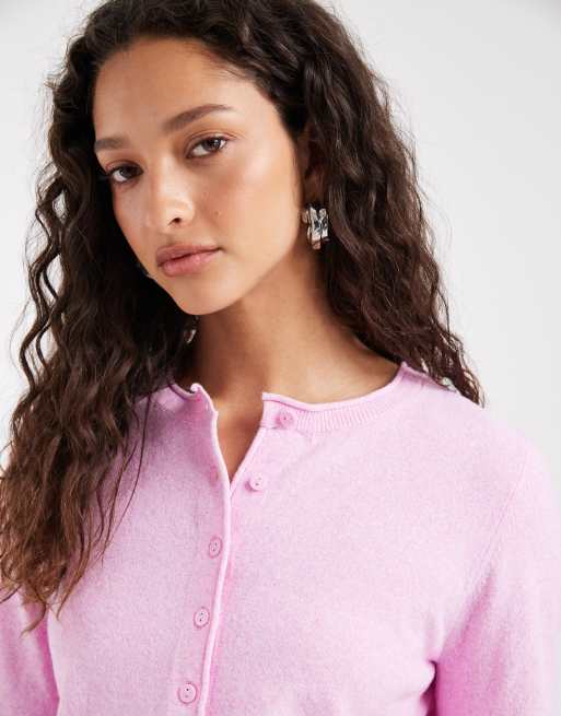 ONLY - Cardigan rosa in maglia, 3 di 4