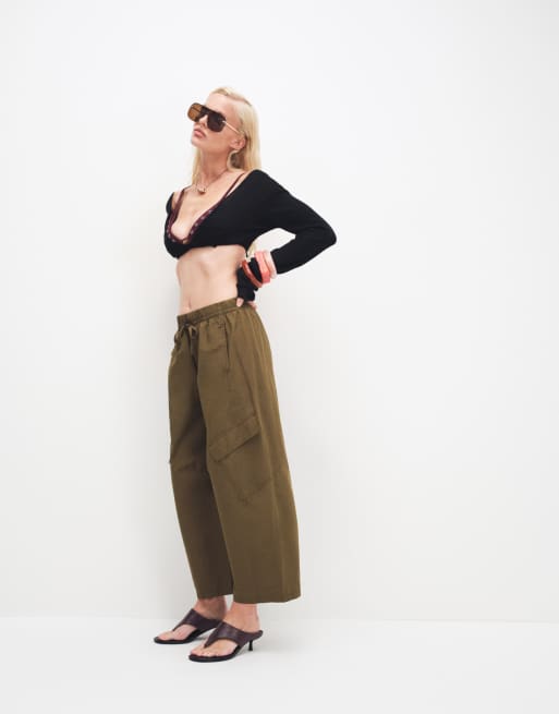 ONLY cargo barrel pants in khaki, 2 of 5