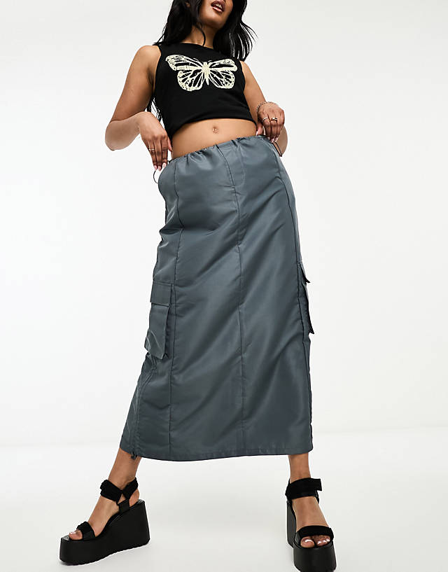 ONLY - cargo midi skirt in charcoal grey