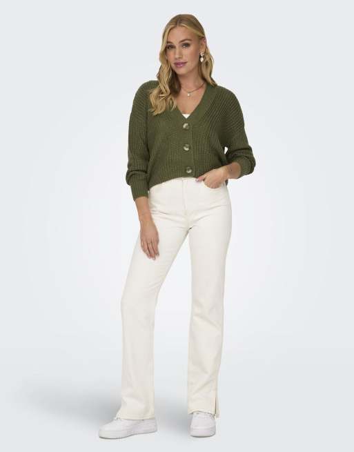 ONLY Carol Nice long sleeve cardigan in green, 3 of 7
