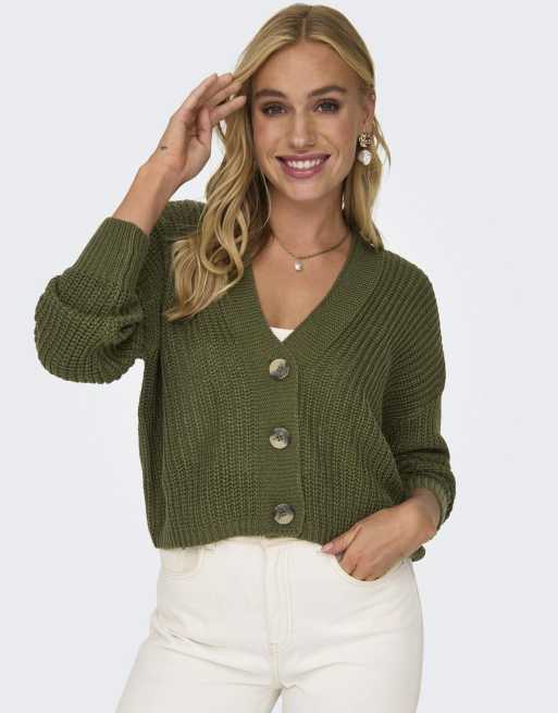 ONLY Carol Nice long sleeve cardigan in green, 4 of 7