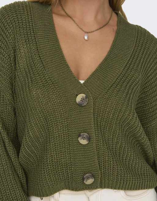ONLY Carol Nice long sleeve cardigan in green, 5 of 7