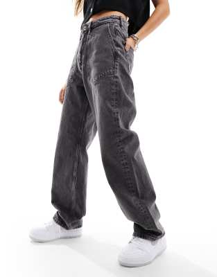 ONLY ONLY Carrie high waisted wide leg carpenter jeans in washed grey