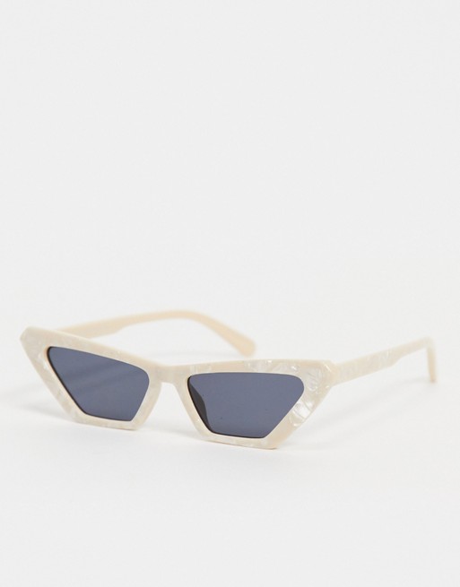 Only cat eye sunglasses in pearlescent white
