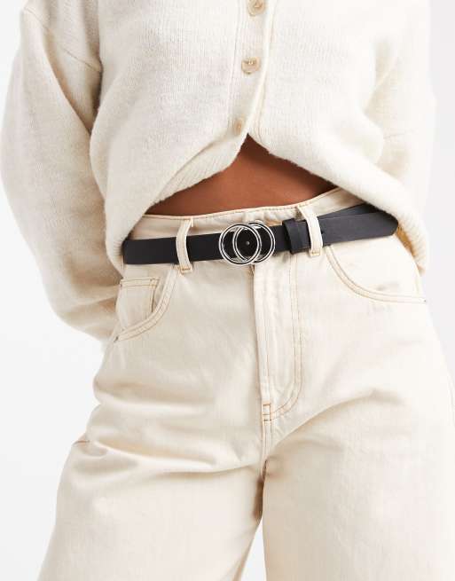 ONLY - Ceinture en similicuir à boucle fantaisie - Noir