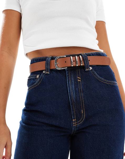 ONLY - Ceinture pour jean en imitation cuir avec boucle argentée - Fauve - view 1