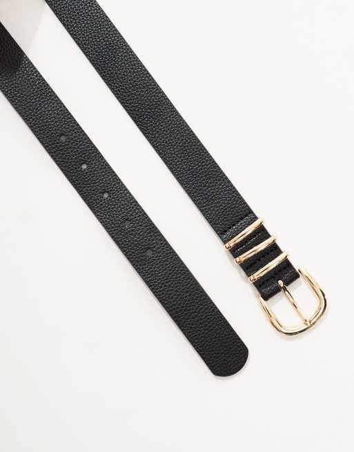 ONLY - Ceinture pour jean en similicuir avec boucle dorée - Noir, 2 de 3