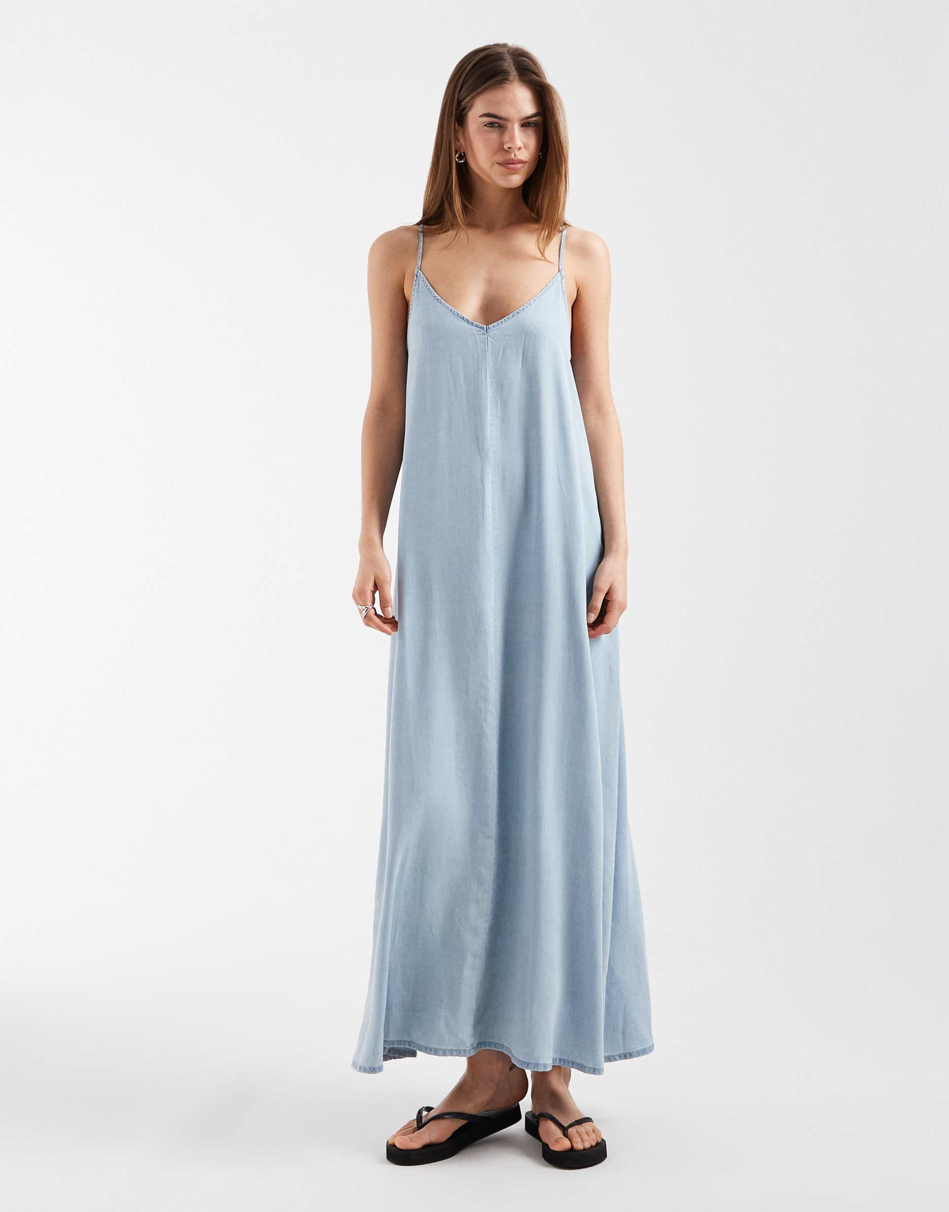 only chambray midaxi dress in light blue