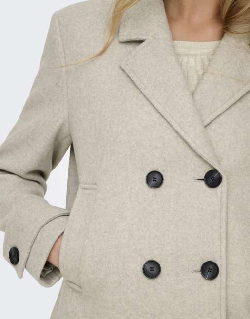 ONLY - Chaqueta corta beis de tejido efecto lana, 5 de 7