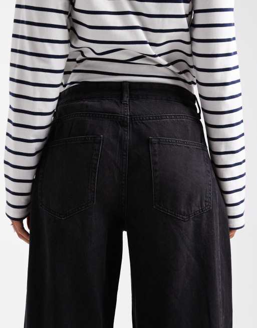 ONLY Chara high waist barrel leg panel jeans in washed black, 4 of 5