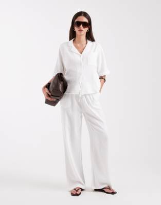 Only Cheesecloth Button Down Shirt Co-ord In White
