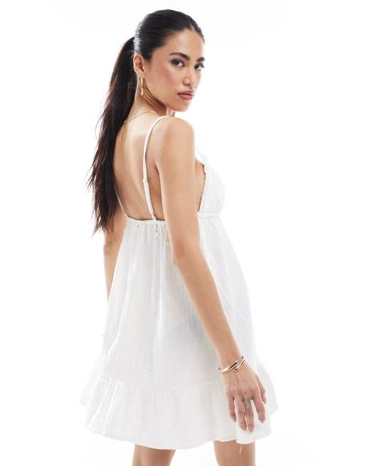 ONLY cheesecloth cami mini dress in white, 4 of 4