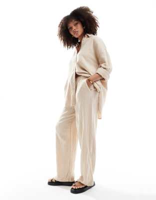 Shop Only Cheesecloth Oversized Shirt In Neutral