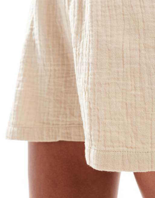 Only cheesecloth shorts in beige - part of a set 