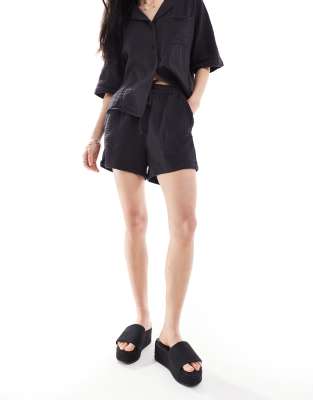 cheesecloth shorts in washed black - part of a set