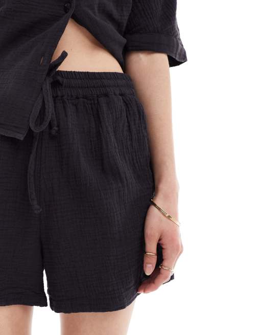 ONLY cheesecloth shorts in washed black - part of a set  