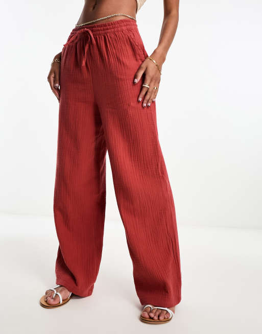 Women's Relaxed Fit Long Pants in Rust