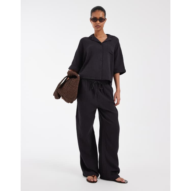 ONLY cheesecloth wide leg pants in washed black - part of a set | ASOS