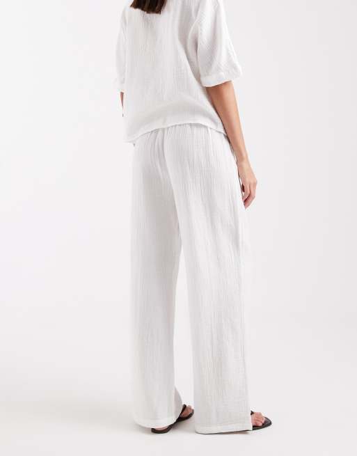 ONLY cheesecloth wide leg pants in white - part of a set, 3 of 5