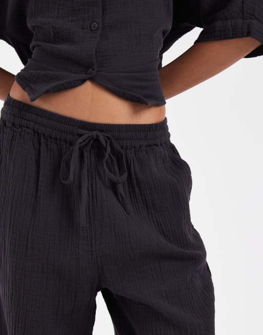 ONLY cheesecloth wide leg trouser co-ord in washed black, 3 of 5