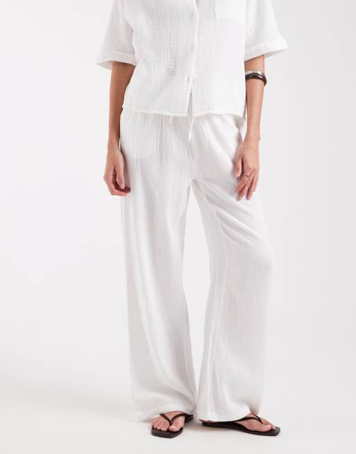 ONLY cheesecloth wide leg trouser co-ord in white, 4 of 5