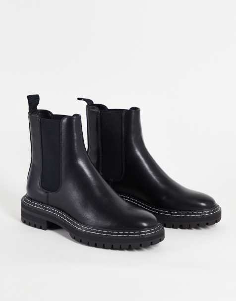 Only – Chelsea-Stiefel in Schwarz mit Kontrastnähten - view 1