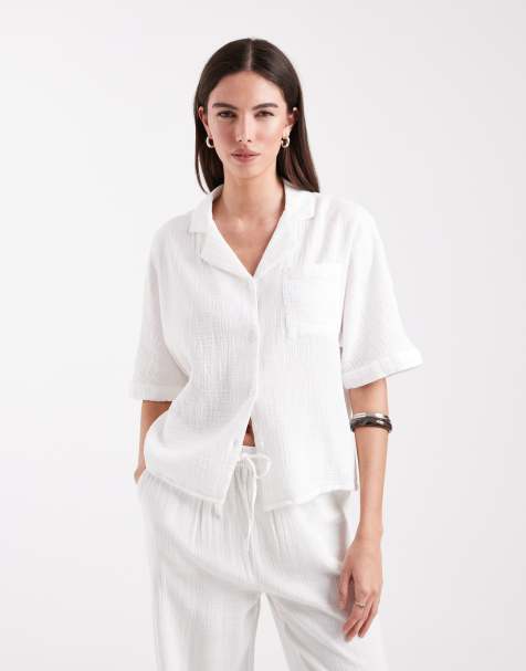 Only - Chemise d'ensemble boutonnée en gaze - Blanc - view 1