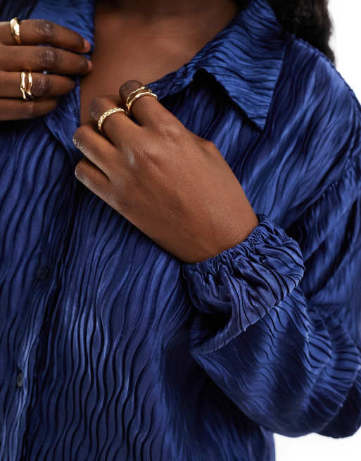 Only - Chemise d'ensemble plissée - Bleu métallisé , 4 de 4