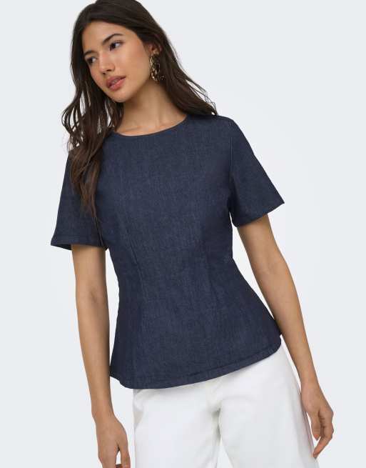 ONLY Chemise en jean bleu foncé, 4 de 7