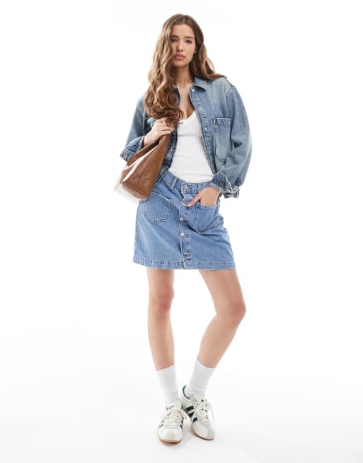 ONLY - Chemise en jean oversize avec poches à l'avant - Bleu clair, 2 de 4