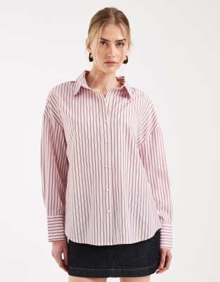 Chemise oversize à rayures - Rose clair 38