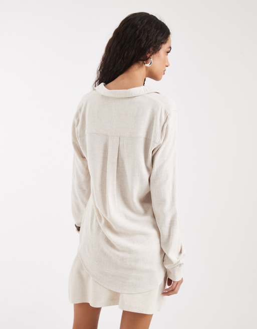 ONLY - Chemise oversize en lin mélangé - Beige, 2 de 4