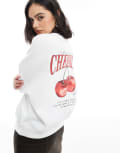 [ONLY] ONLY cherries back print sweatshirt in white 12-14 WHITE