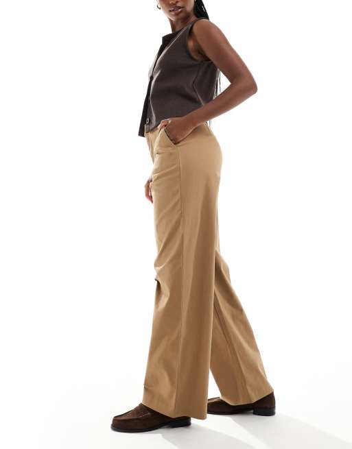 ONLY - Chino a fondo ampio e vita alta beige