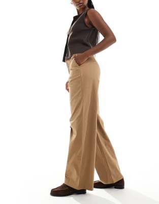 ONLY - Chinohose in Camel mit hohem Bund und weitem Bein-Brown