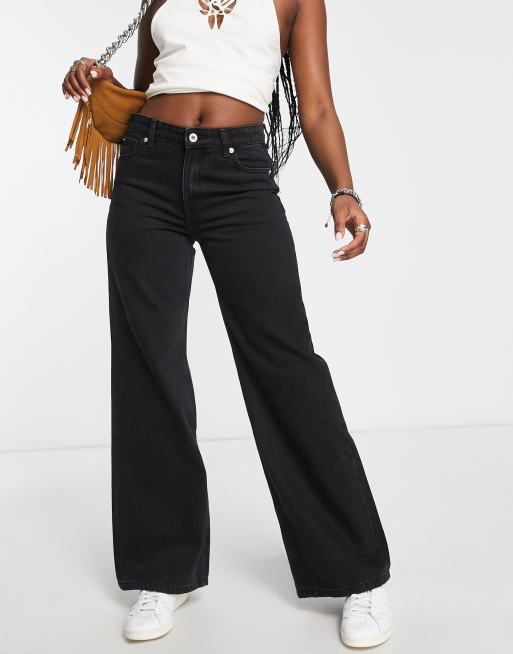 Only Chris low rise wide leg jeans in black | ASOS