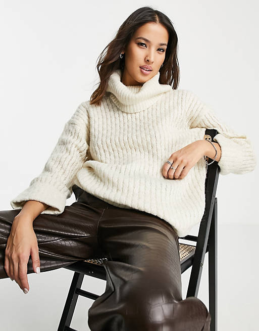Jumpers & Cardigans Only chunky cable roll neck jumper in cream 