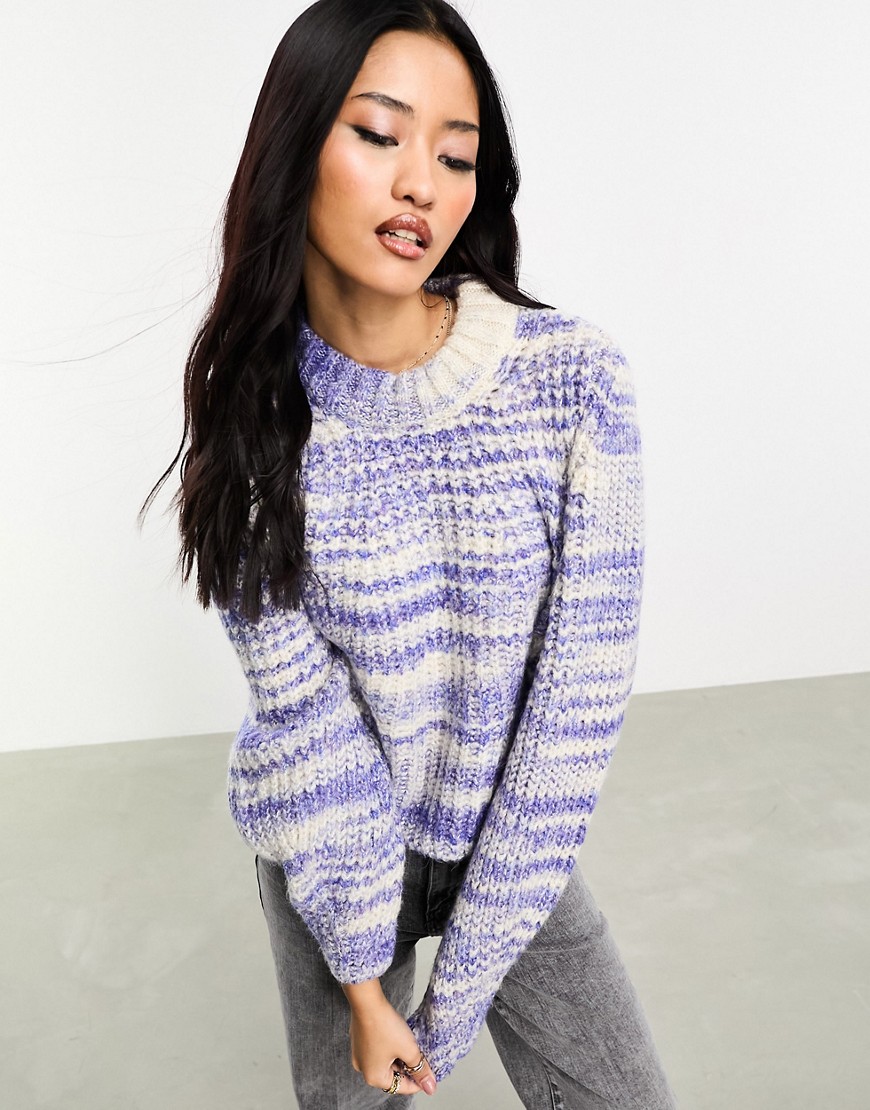 ONLY chunky knit jumper in blue and white space dye-Multi