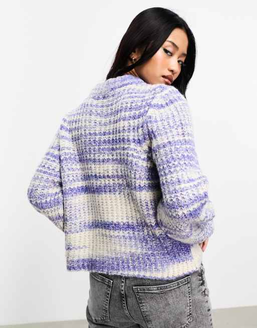 Only chunky knit jumper in blue and white space dye