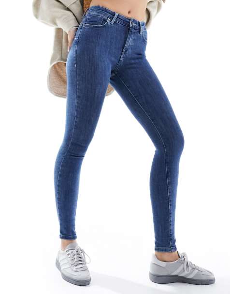 ONLY pushup skinny jeans in dark blue denim 