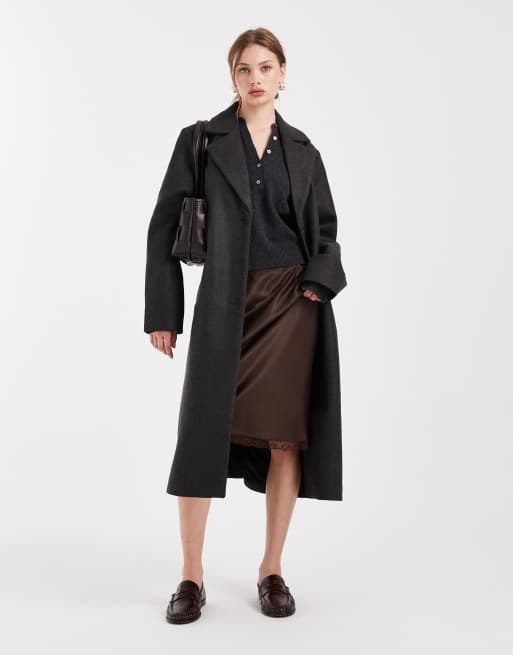 ONLY – Ciemnoszary płaszcz oversize