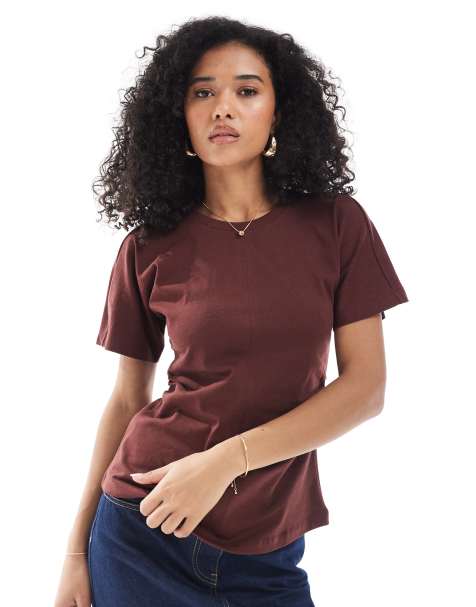 ONLY cinch waist t-shirt in burgundy - view 1