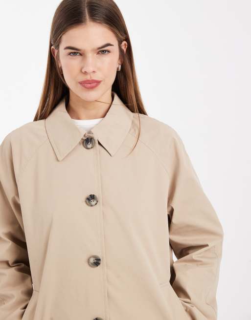 ONLY clean trench jacket with plaid sleeve in beige, 2 of 4
