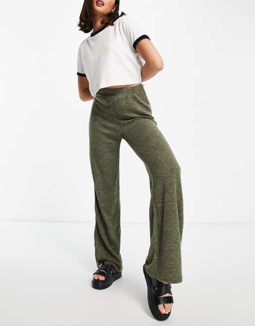 Only co-ord knitted wide-legged pants in khaki, 4 of 4
