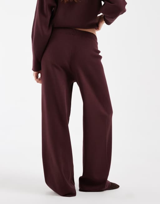 ONLY co-ord set met wijde pijpen en gebreide broek in bordeauxrood, 5 van 5