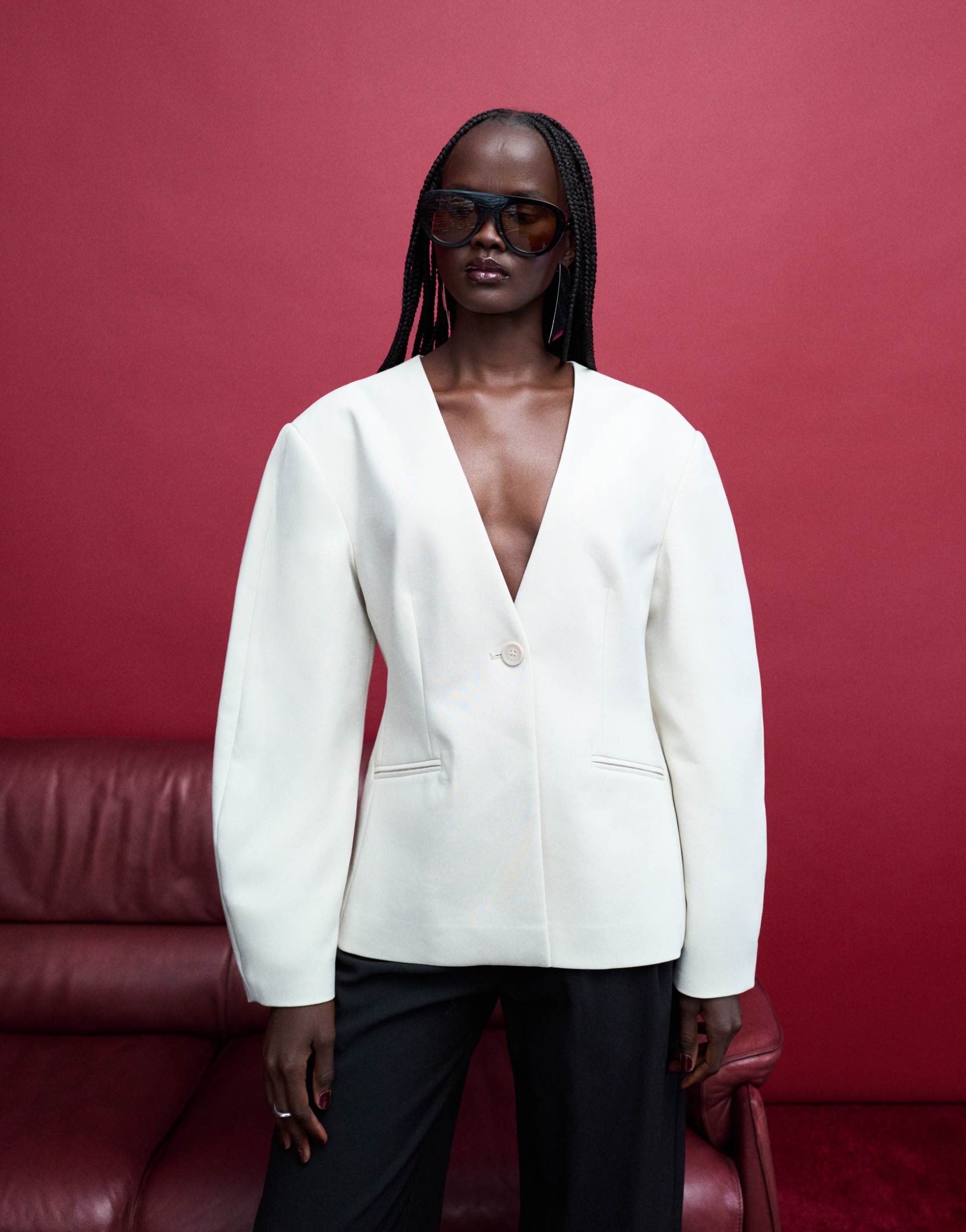 only cocoon sleeves blazer in stone