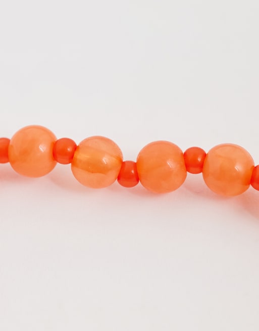 ONLY - Collana con perline arancione, 3 di 4