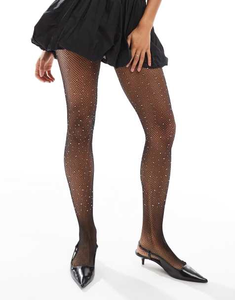 Only - Collant neri a rete con strass - view 1