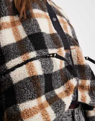 Only Collar Details Teddy Jacket In Brown